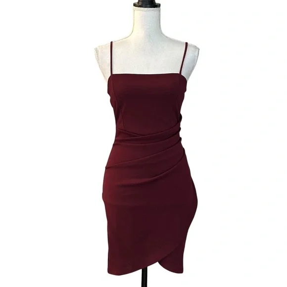 Windsor Play It Cool Crepe Mini Dress Women’s SZ Small Burgundy Fall NEW - Picture 2 of 9